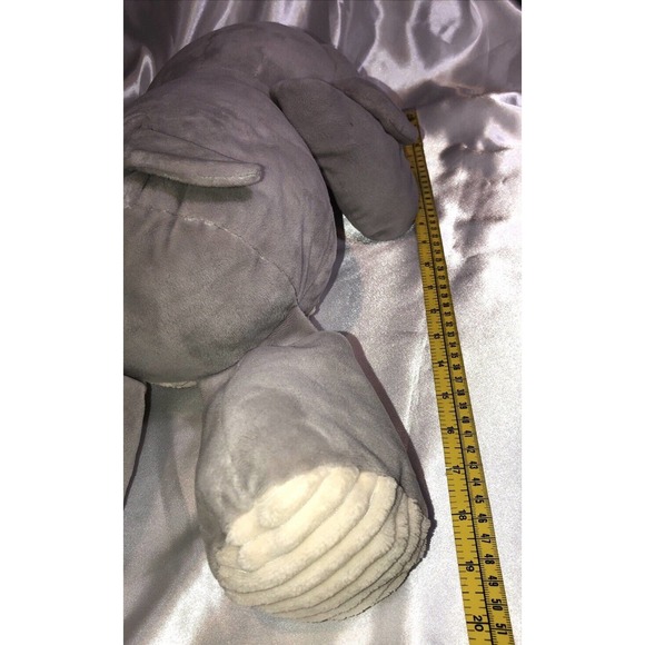 Kelly Toy Plush Elephant Rattle Gray Ribbed Velour Embroidered Eyes 20" - Picture 6 of 6